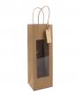 Twisted papieren wijnflestas met venster en hangtag: 12x10x35cm