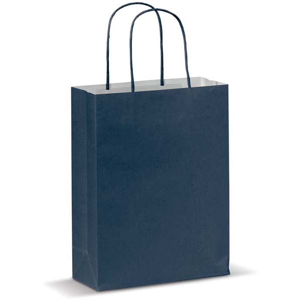 uw Papieren tas Eco look klein: 18x8x24cm donkerblauw