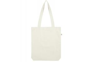 Recycled katoen/polyester shopper tote bag ECRU: 36x40 cm + bodemvouw 6 cm