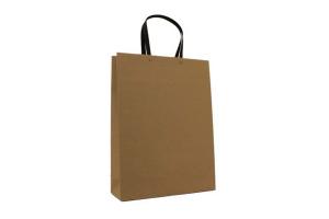 Bruine papieren tas met luxe hengsels L hoog: 30x10x40 cm