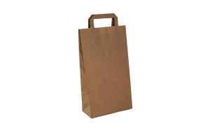 Bruine papieren draagtas met platte handgrepen (kleine minimale afname!): 22x10x38cm Take-away