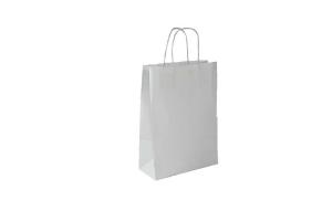 Witte 90 grams papieren tas met gedraaide handgrepen (kleine minimale afname!): 22x10x31cm