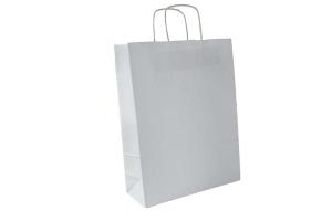 Witte 100 grams papieren tas met gedraaide handgrepen (kleine minimale afname!): 32x12x41cm