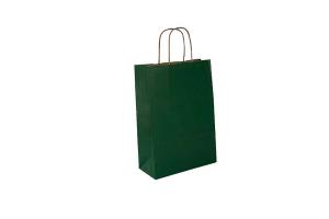 Groene 90 grams kraft papieren tas met gedraaide handgrepen (kleine minimale afname!): 22x10x31cm
