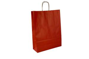 Rode 100 grams kraft papieren tas met gedraaide handgrepen (kleine minimale afname!): 32x12x41cm