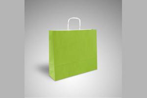 Lichtgroene kraft papieren tas met gedraaide papieren handgrepen: 28x10x22cm