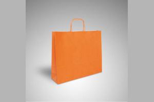 Oranje kraft papieren tas met gedraaide papieren handgrepen: 28x10x22cm