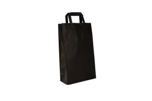 Zwarte 90 grams papieren tas met platte handgrepen (kleine minimale afname!): 32x17x43cm