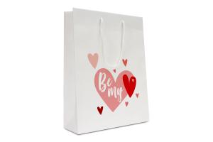 Luxe papieren tas Be My Valentine maat M: 25x11x33cm